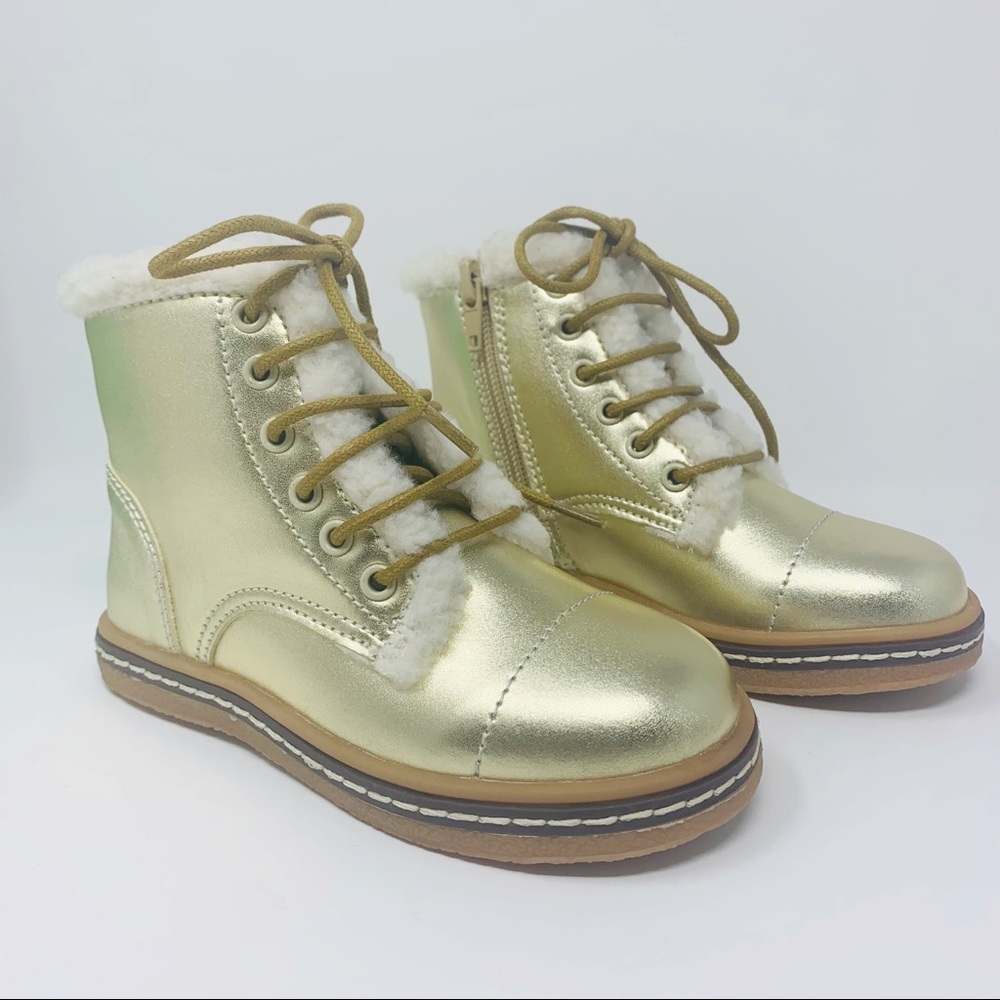 Hoo Aubrey's Fur Lace Boot in Gold